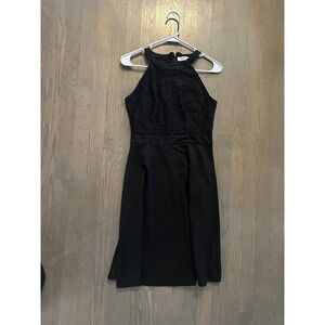 KATE‎ KASIN Black Lace Halter Neck Fit Flare Dress Women's Size Small